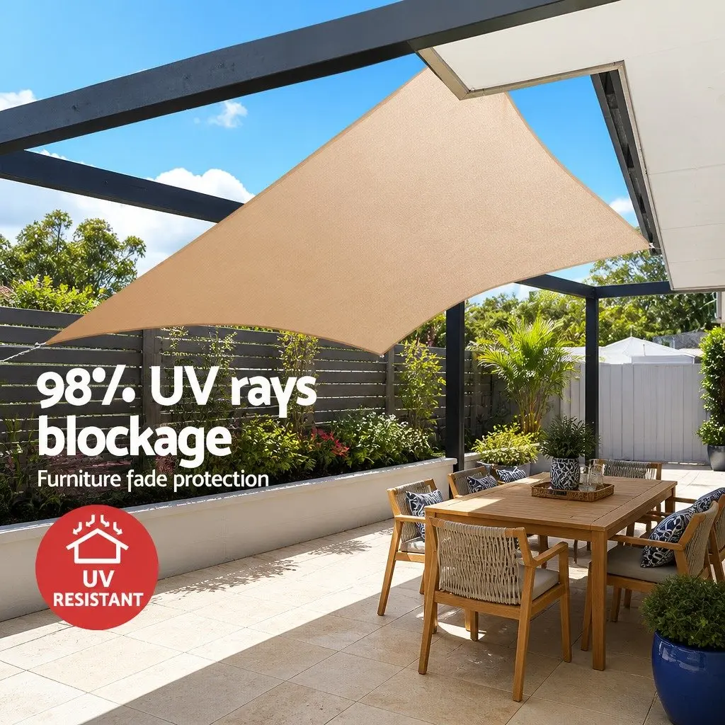 Rectangle Shade Sail 2x4m Sand Beige Commercial Grade UV Protection Outdoor