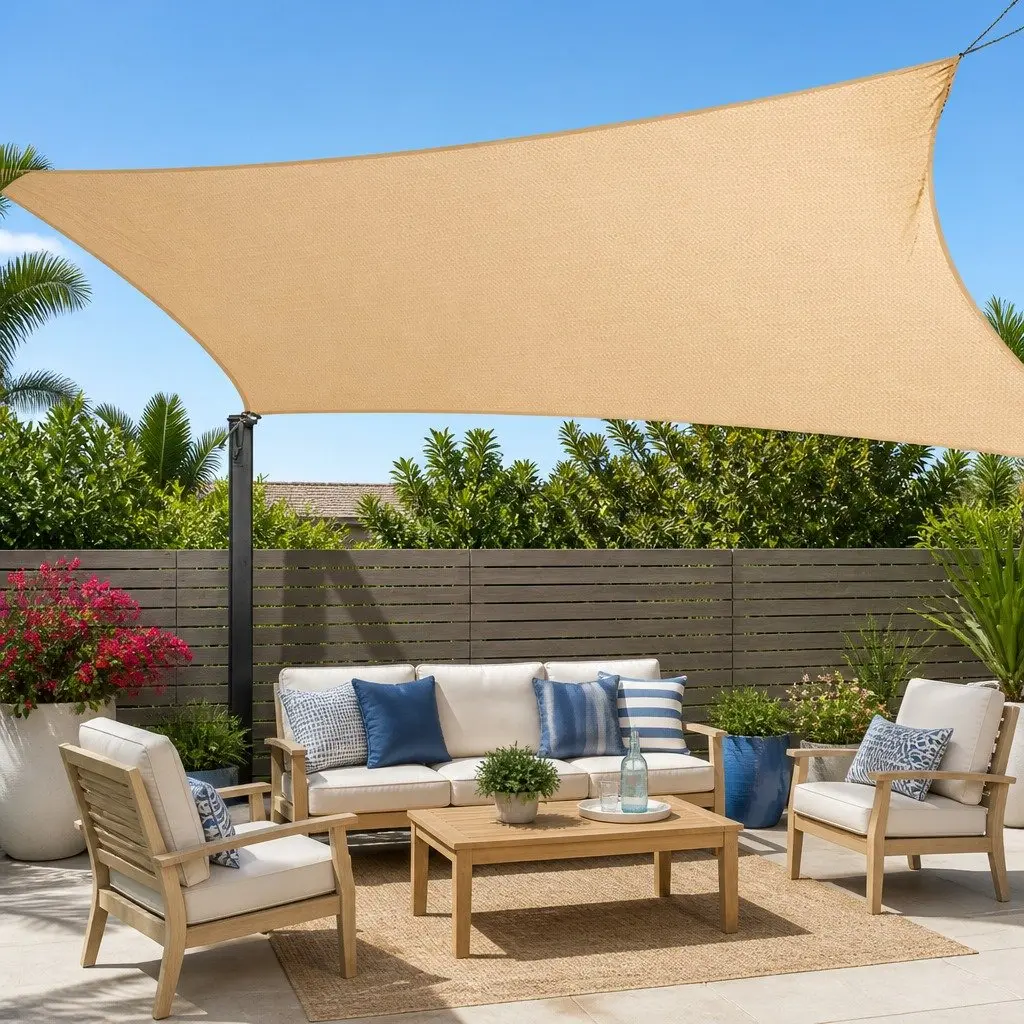 Rectangle Shade Sail 2x4m Sand Beige Commercial Grade UV Protection Outdoor