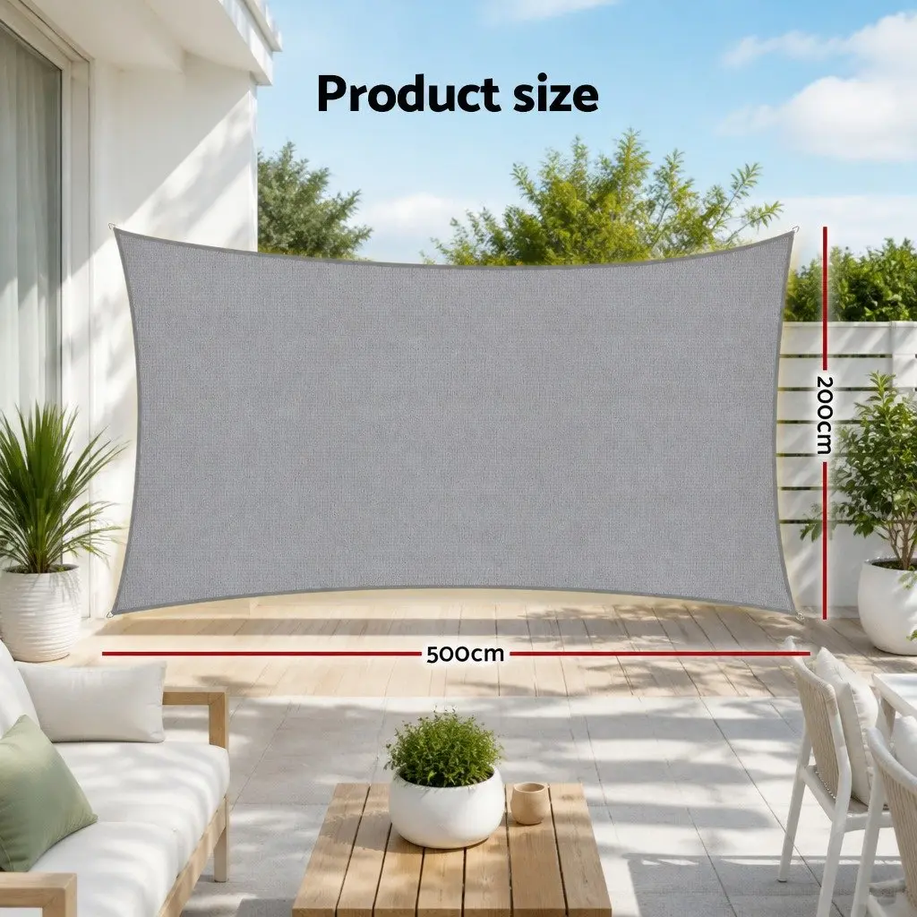 Rectangle Shade Sail Cloth Outdoor Canopy 2M x 5M UV Block Garden Patio Pool Cover