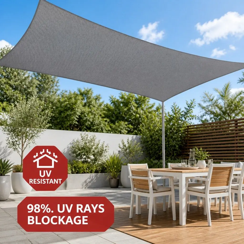 Rectangle Shade Sail Cloth Outdoor Canopy 2M x 5M UV Block Garden Patio Pool Cover