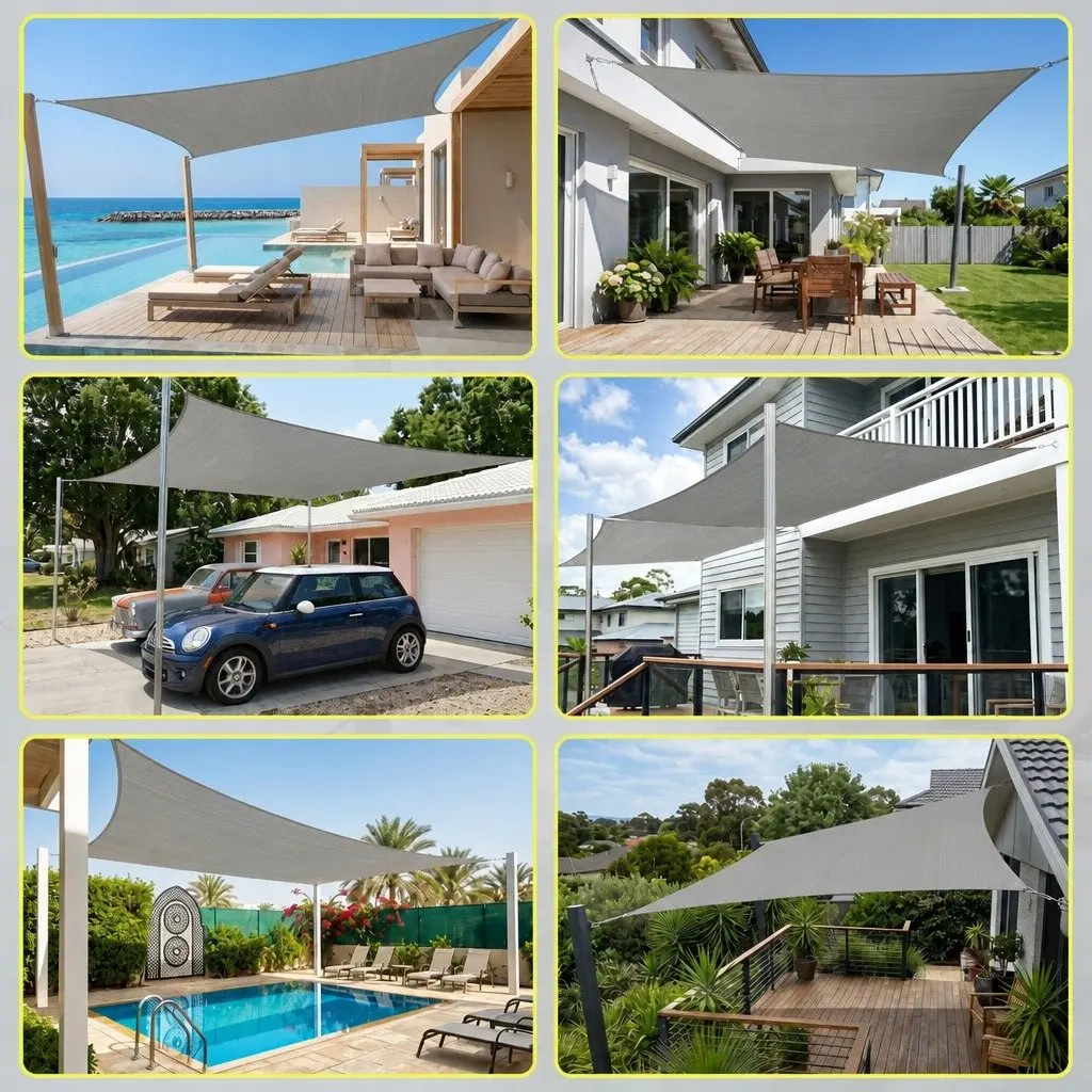Rectangle Shade Sail Cloth Outdoor Canopy 2M x 5M UV Block Garden Patio Pool Cover