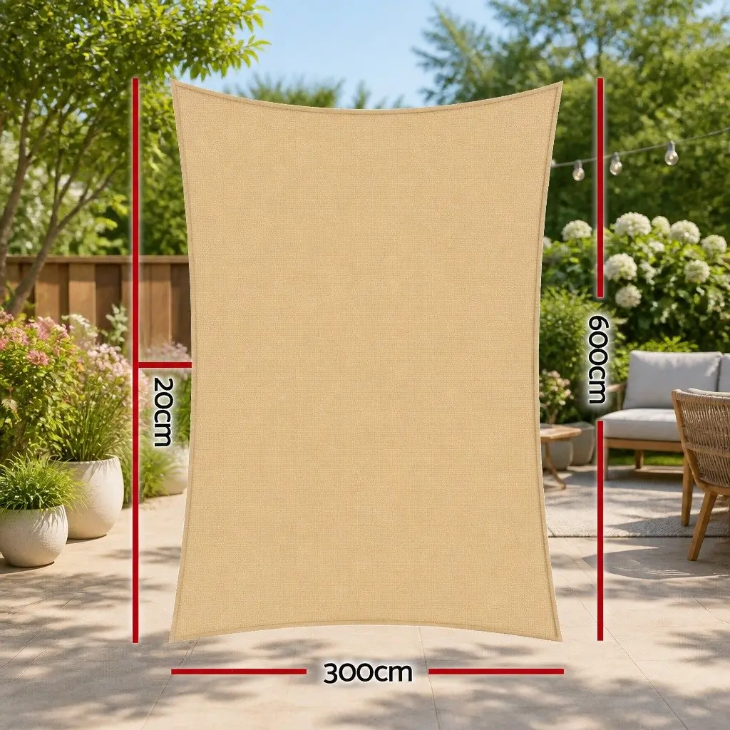 Rectangle Shade Sail Outdoor 3x6m Sand UV Protection