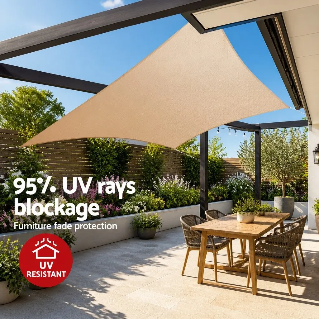 Rectangle Shade Sail Outdoor 3x6m Sand UV Protection
