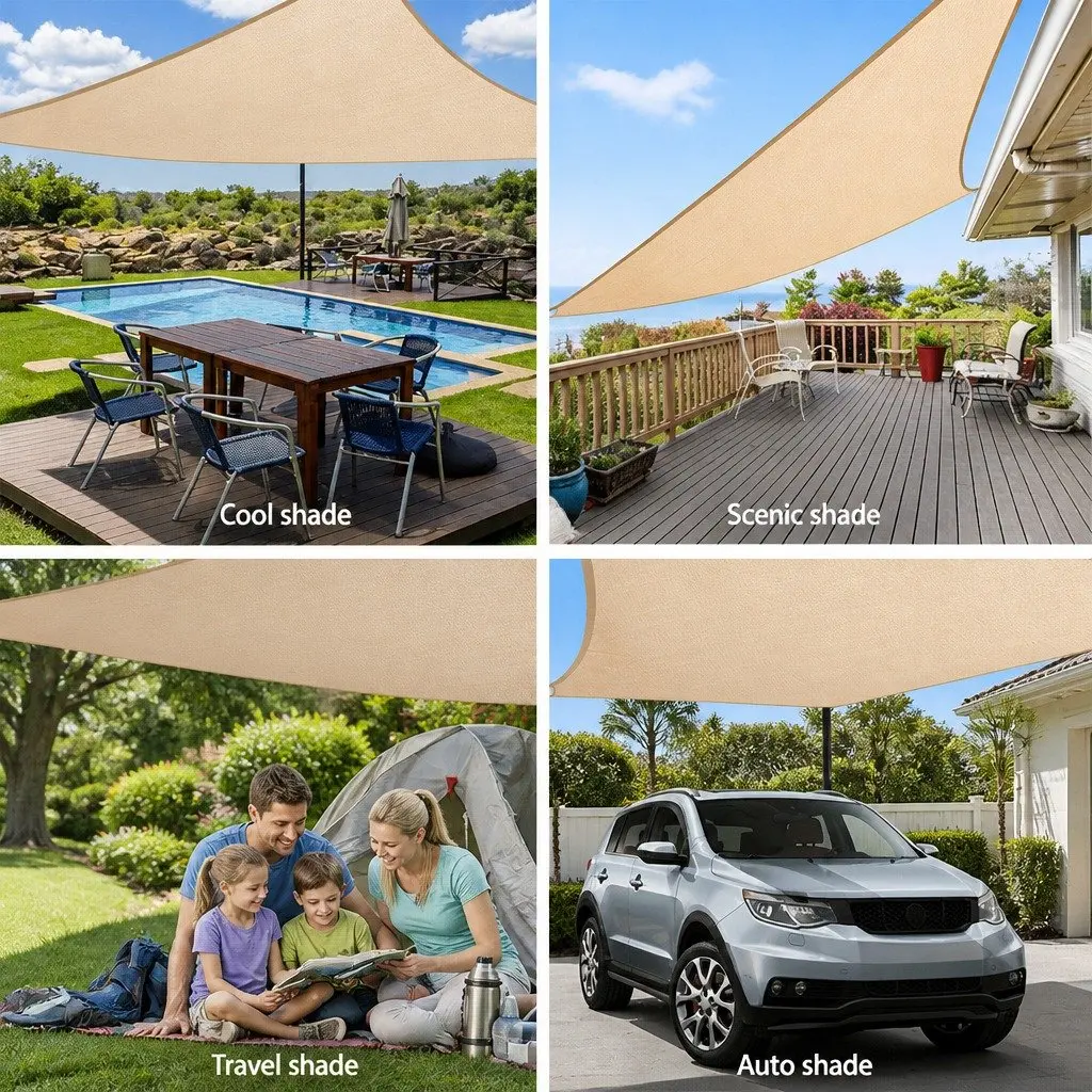 Rectangle Shade Sail 2.5x3m Sand UV Protection Outdoor Garden Sunshade Cloth