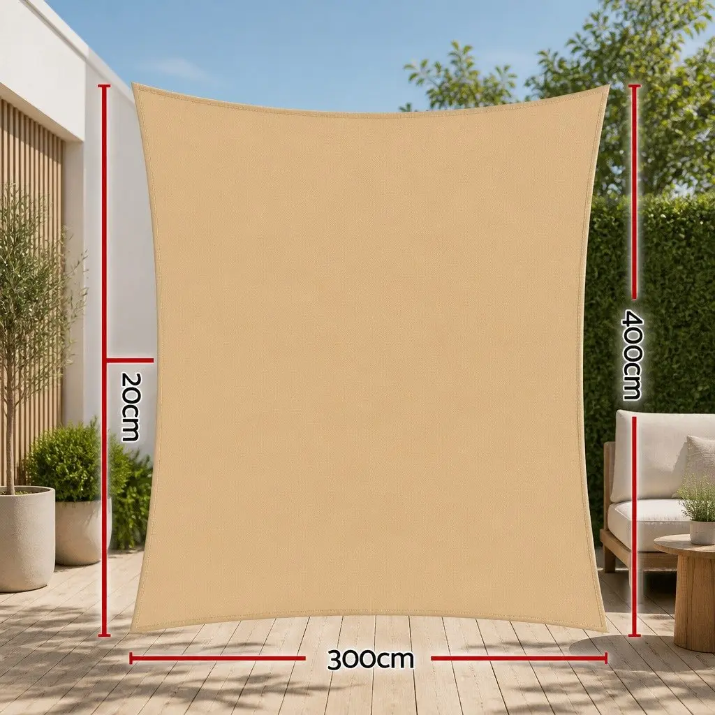 Shade Sail 3x4m Rectangle Sand