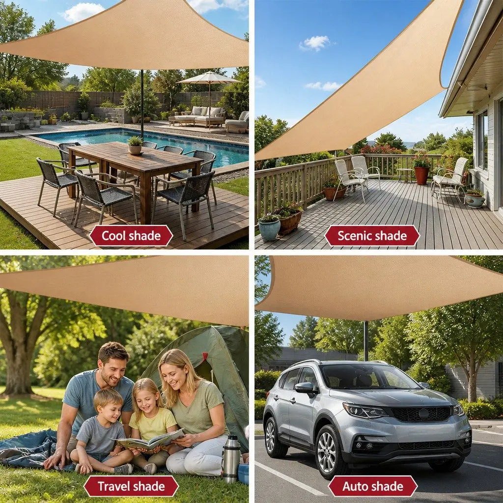 Rectangle Shade Sail 3x6m Sand UV Protection Outdoor Patio Pool Sunshade