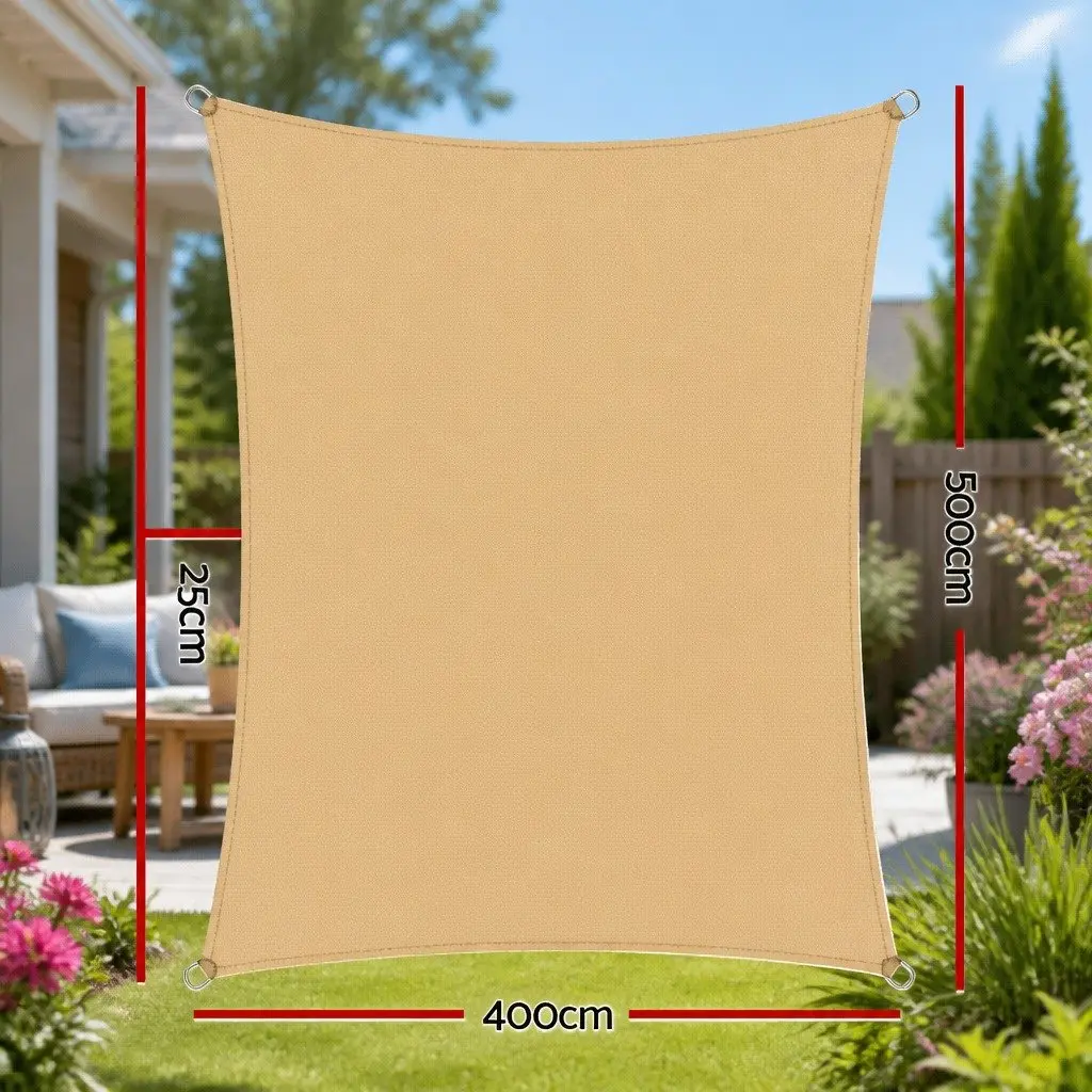 Shade Sail 4x5m Rectangle Commercial Grade UV Block Outdoor Patio Pool Sunshade