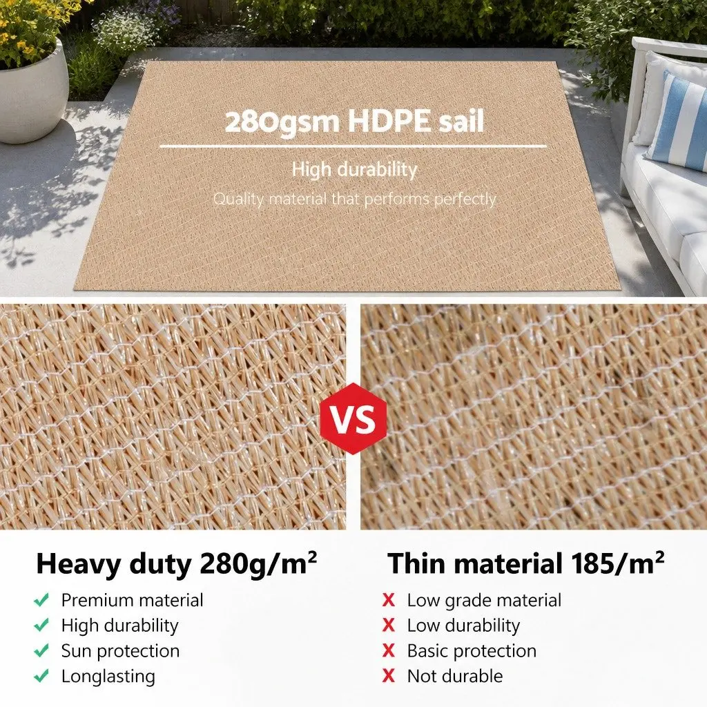 Shade Sail 4x5m Rectangle Commercial Grade UV Block Outdoor Patio Pool Sunshade