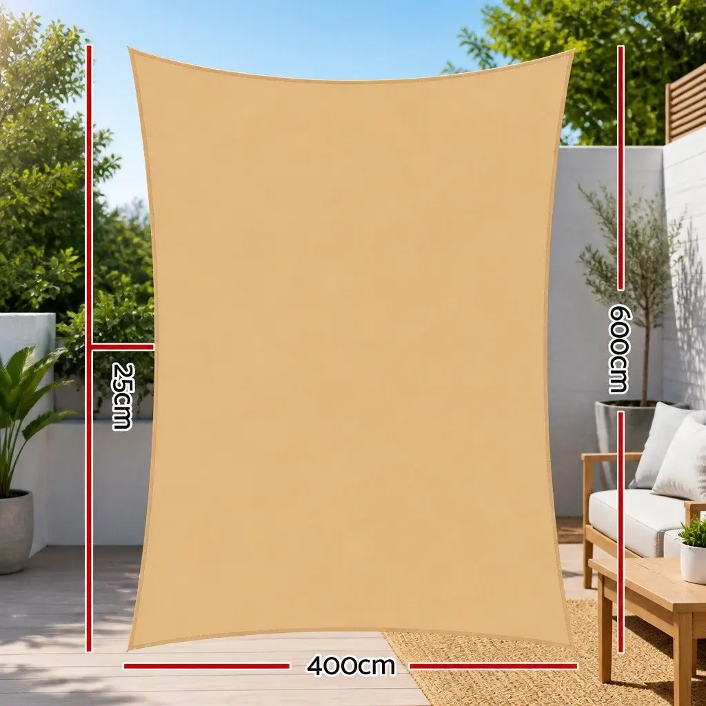 Rectangle Shade Sail 4x6m UV Protection Outdoor Patio Pool Garden Sunshade Cloth
