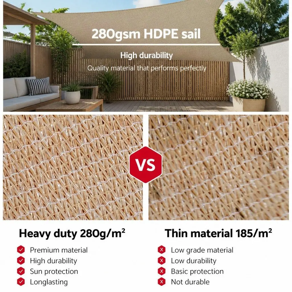 Rectangle Shade Sail 4x6m UV Protection Outdoor Patio Pool Garden Sunshade Cloth