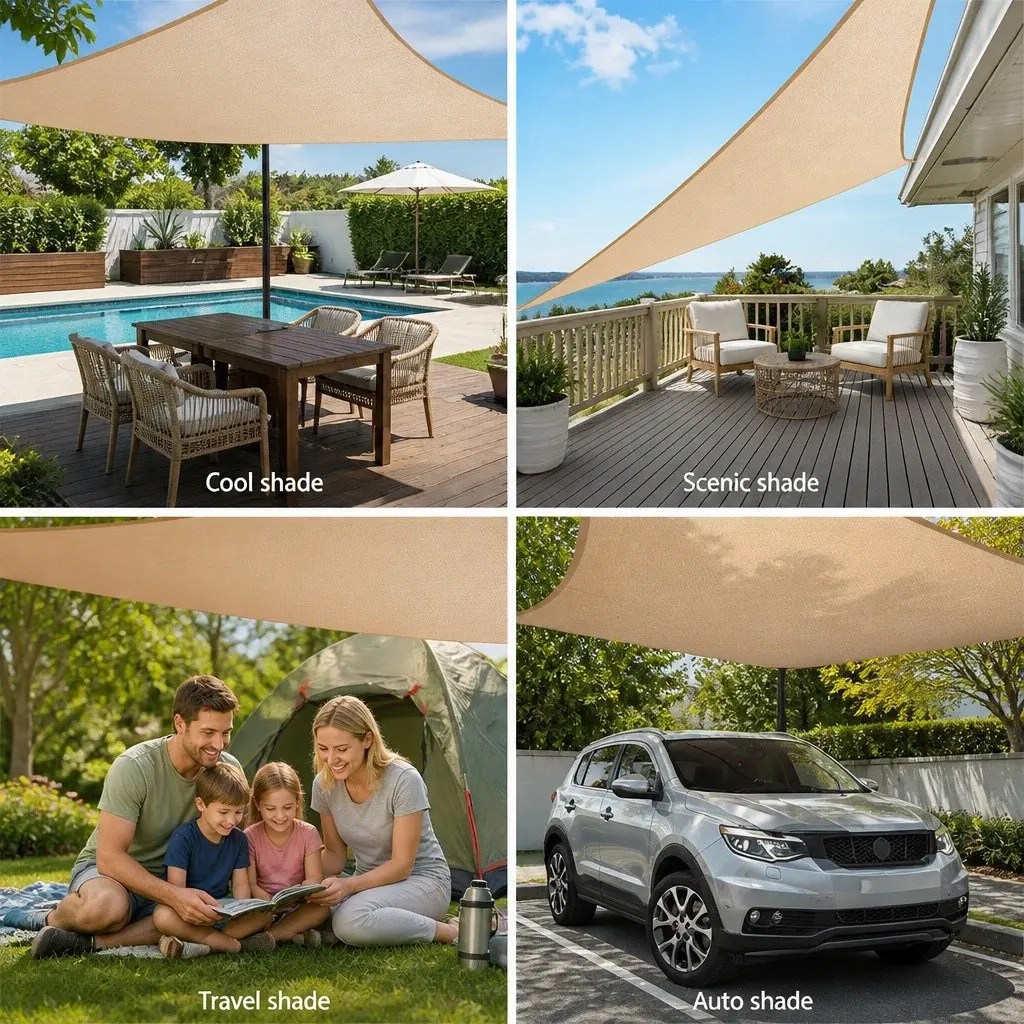 Shade Sail Outdoor Patio Pool Deck 5x5m Square UV Protection Sand