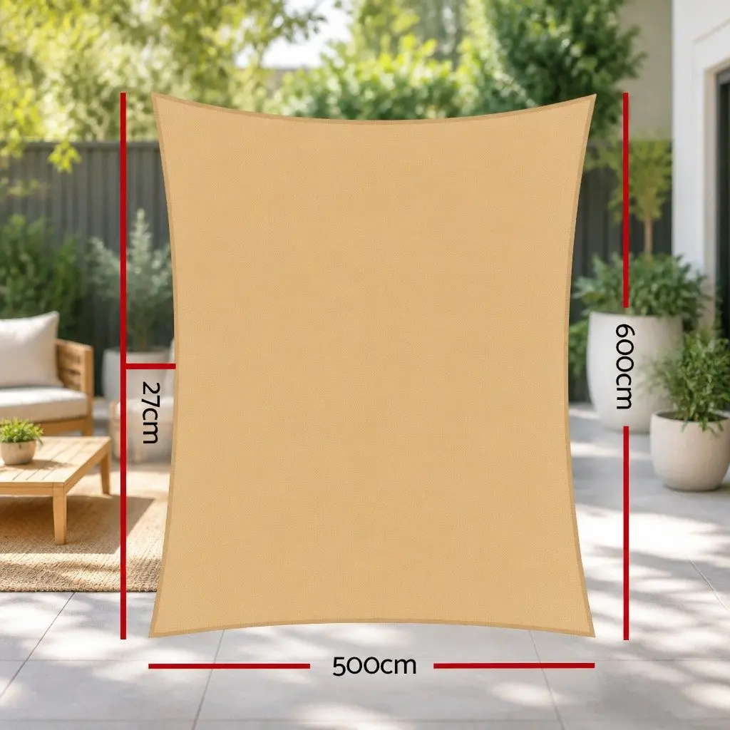 Shade Sail Outdoor 5x6m Rectangle Sand Breathable UV Protection
