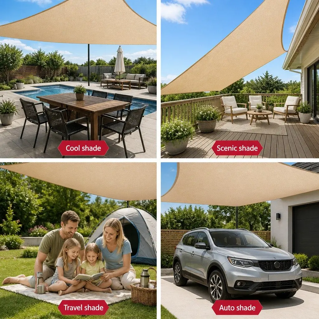Shade Sail Outdoor 5x6m Rectangle Sand Breathable UV Protection