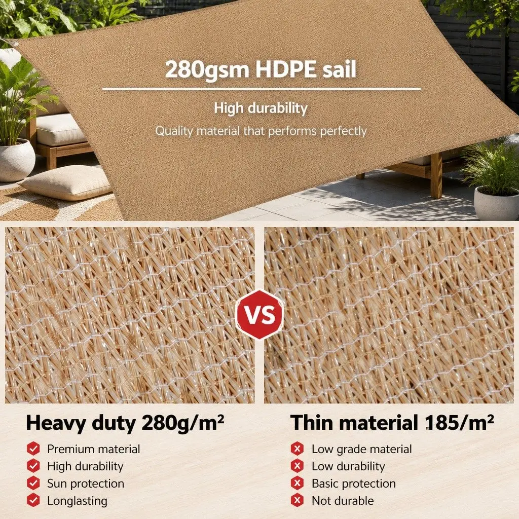 Shade Sail Outdoor 5x6m Rectangle Sand Breathable UV Protection