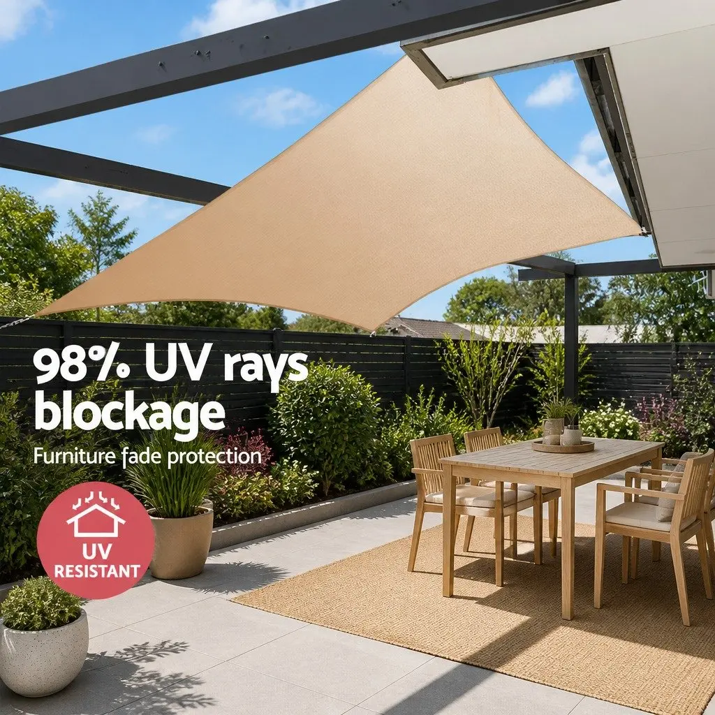 Shade Sail Outdoor 5x6m Rectangle Sand Breathable UV Protection