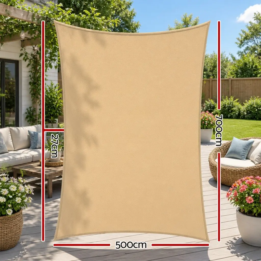 Rectangle Shade Sail 5x7m Commercial Grade UV Protection Outdoor Patio Pool