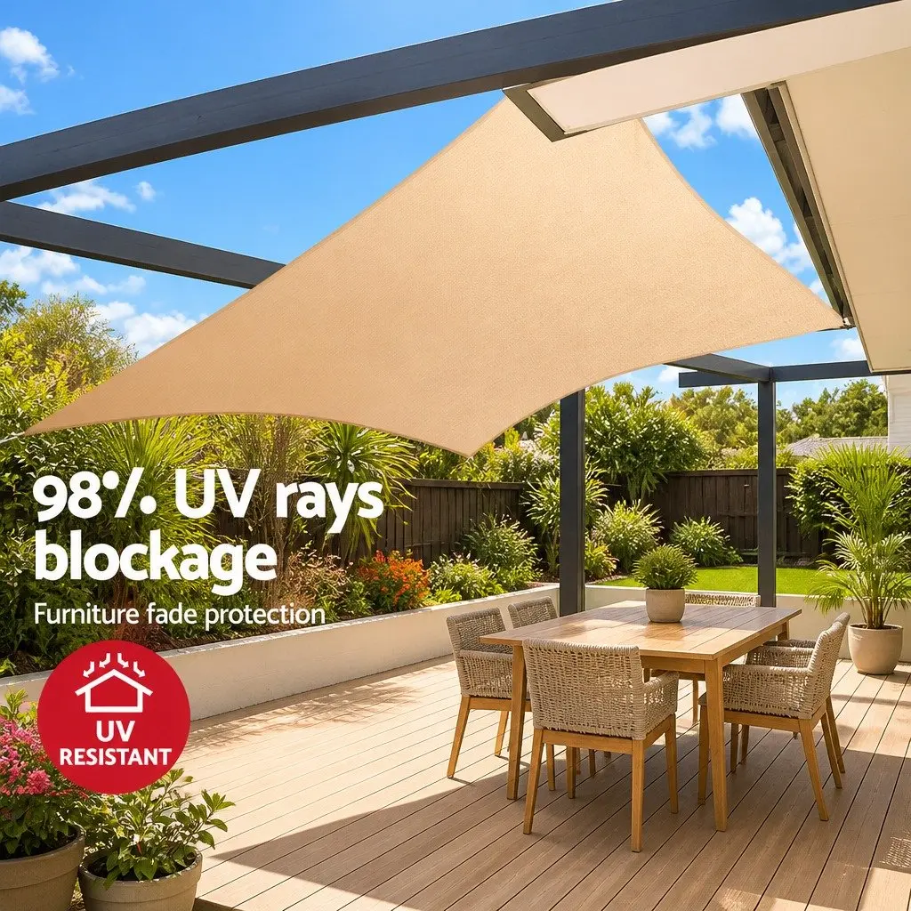 Rectangle Shade Sail 5x7m Commercial Grade UV Protection Outdoor Patio Pool