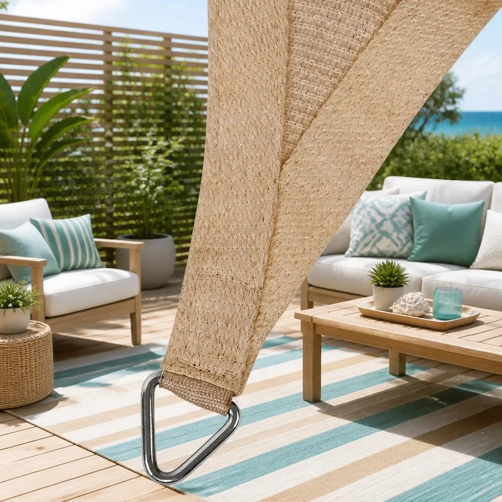 Shade Sail 6x7m Rectangle 280GSM UV Protection Sand Outdoor Patio Pool Deck
