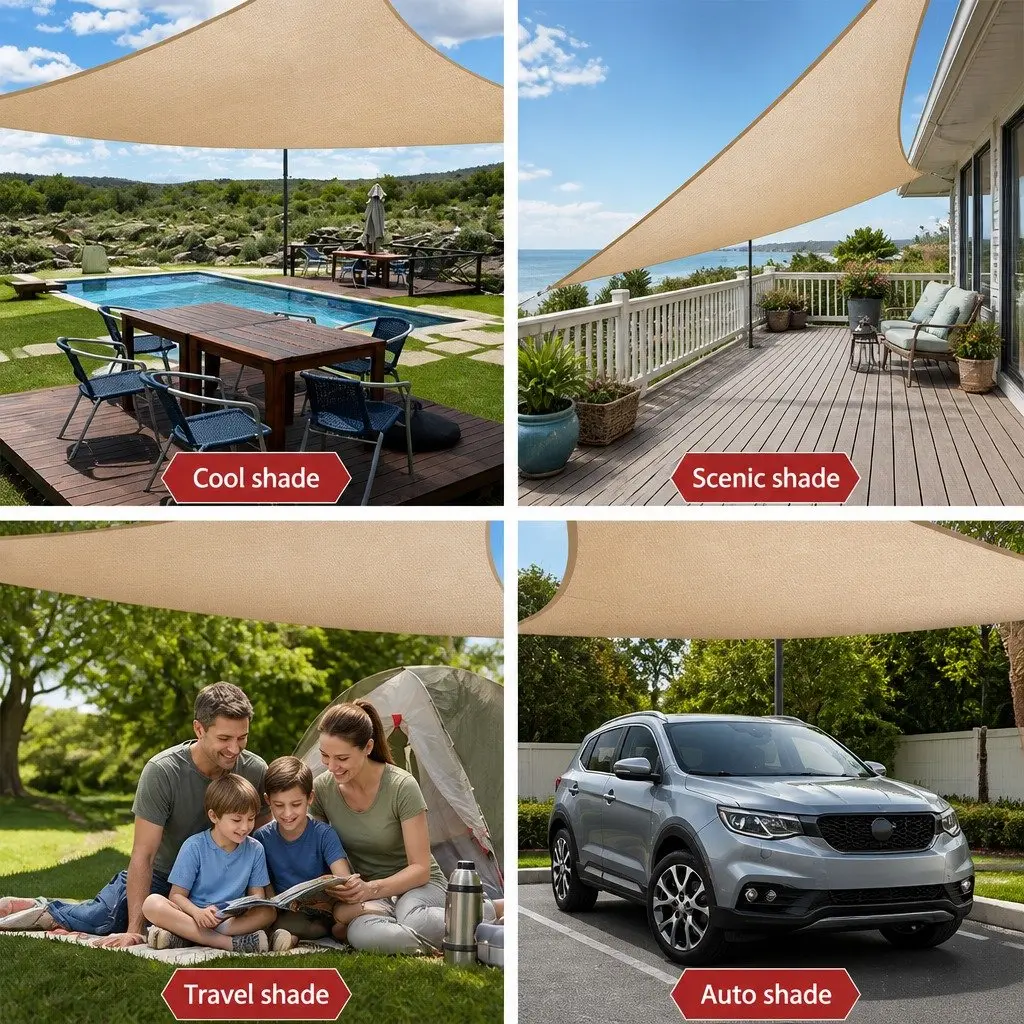 Shade Sail 6x7m Rectangle 280GSM UV Protection Sand Outdoor Patio Pool Deck