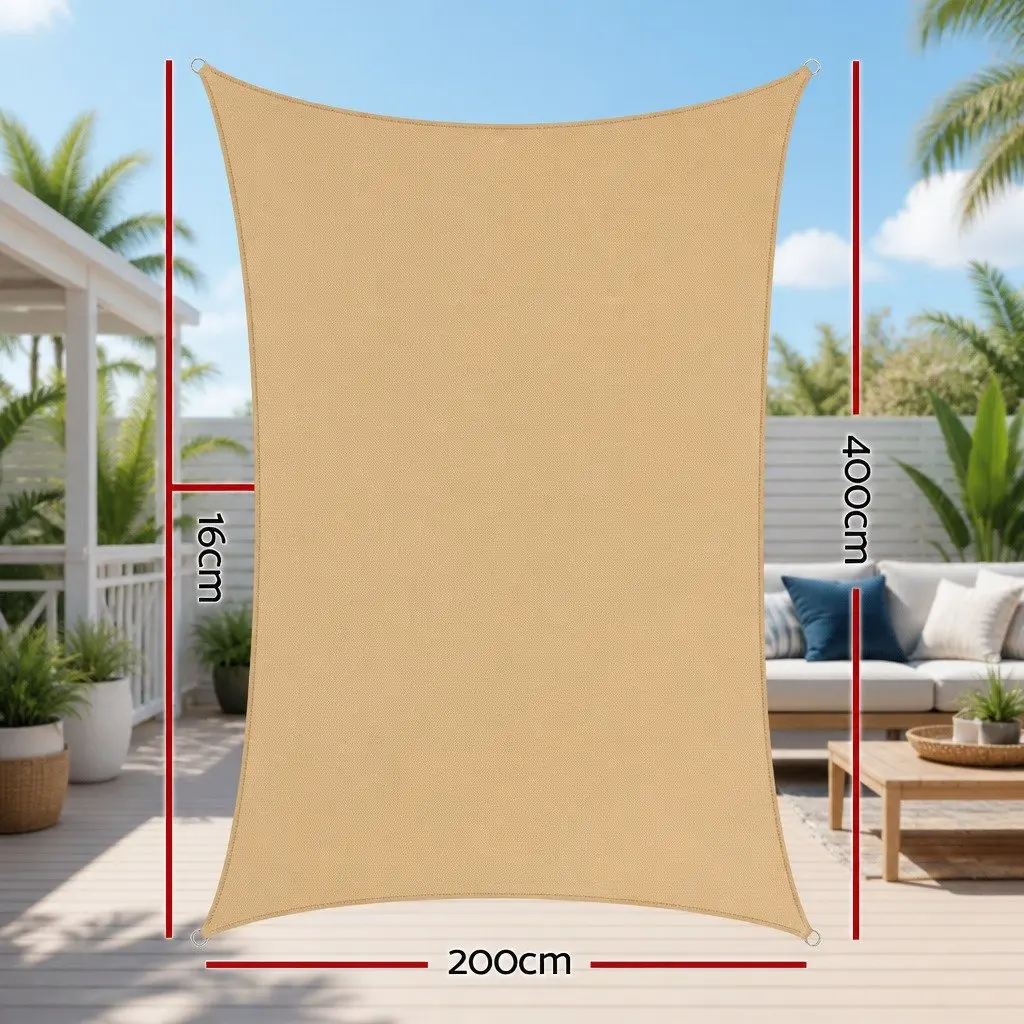 Rectangle Shade Sail Outdoor 2x4m Sand UV Protection