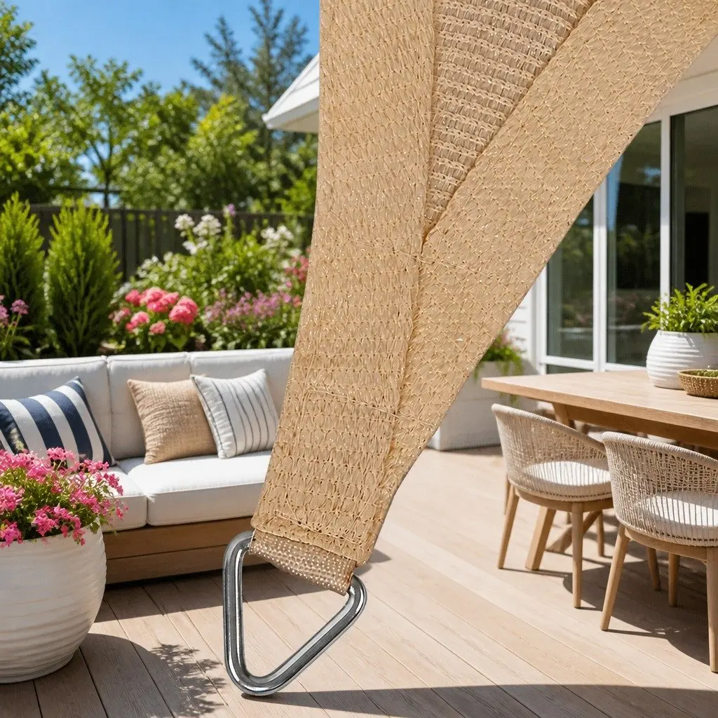 Rectangle Shade Sail Outdoor Patio Pool 6x8m 185GSM UV Protection Sand