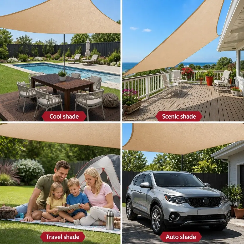 Rectangle Shade Sail Outdoor Patio Pool 6x8m 185GSM UV Protection Sand
