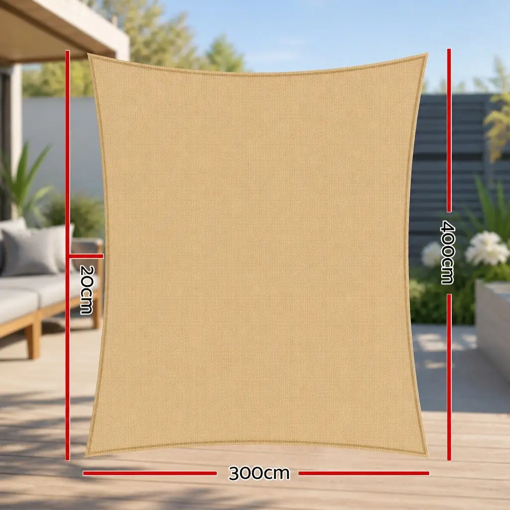 Shade Sail 3x4m Rectangle Waterproof UV Protection Outdoor Patio Pool Deck