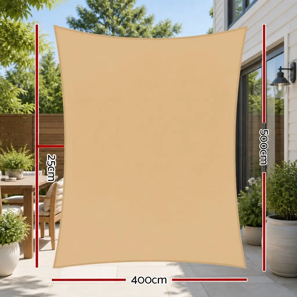 Rectangle Shade Sail 4x5m Waterproof UV Protection Outdoor Patio Pool Deck