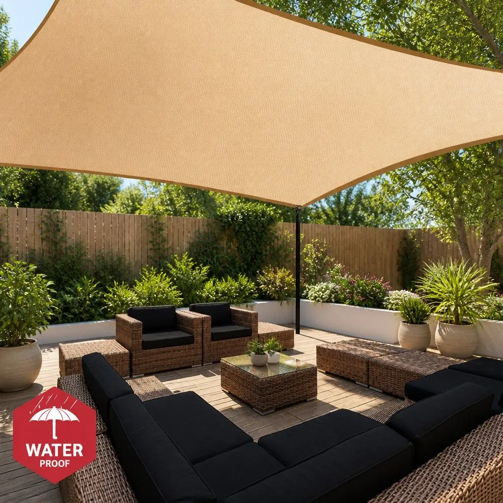 Rectangle Shade Sail 4x5m Waterproof UV Protection Outdoor Patio Pool Deck