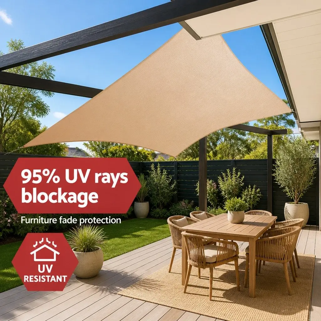 Rectangle Shade Sail 4x5m Waterproof UV Protection Outdoor Patio Pool Deck