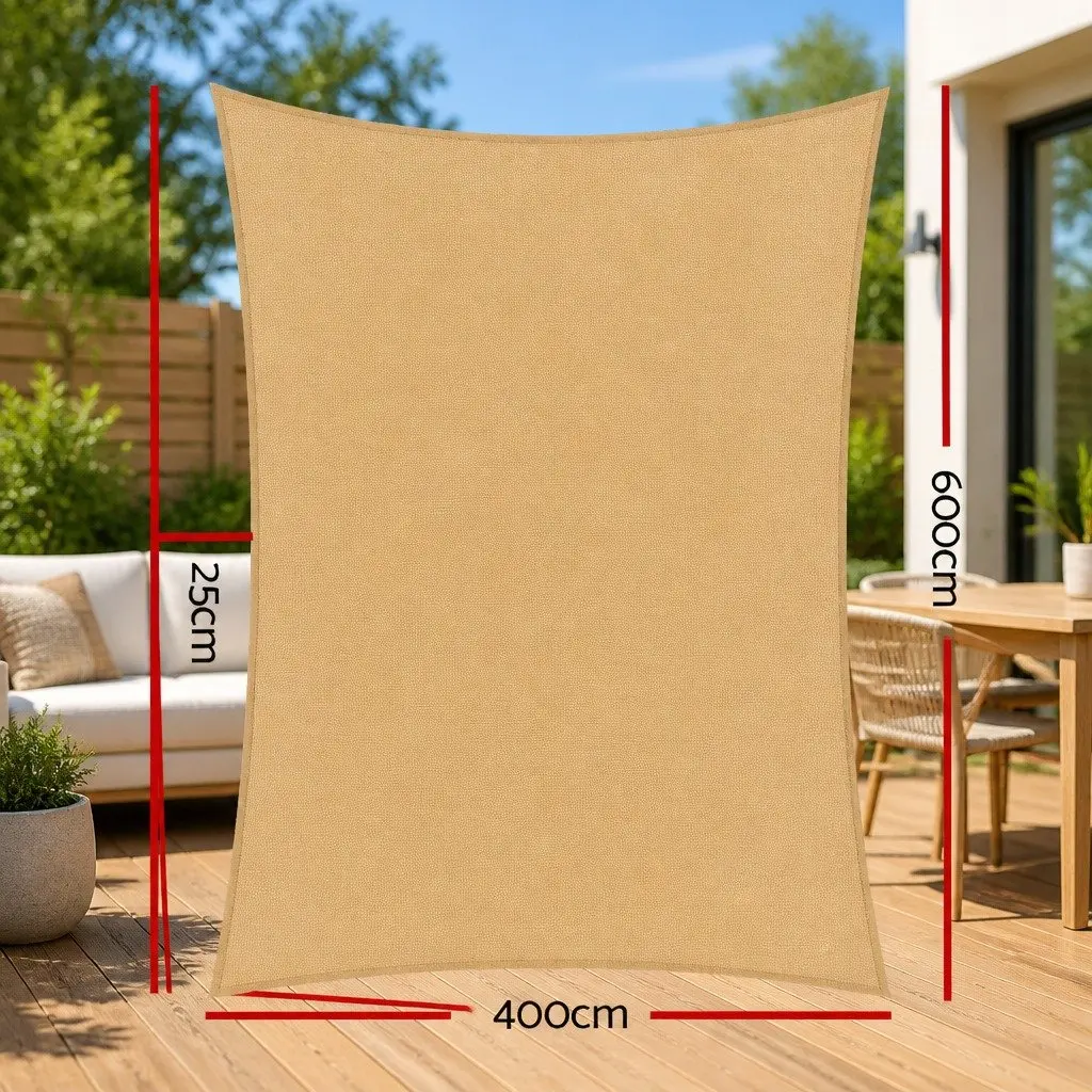 Rectangle Shade Sail 4x6m Waterproof Sun Shade Cloth Outdoor Patio Pool Coverage