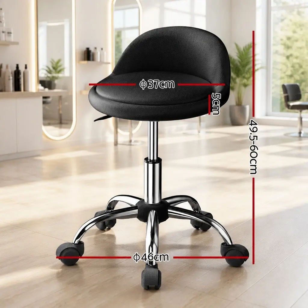 Salon Stool Swivel Chair with Backrest Adjustable Height Black Barber Tattoo
