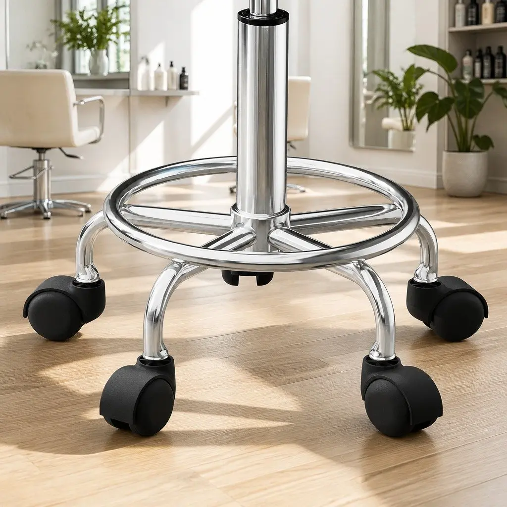 Salon Stool Round Swivel Chair Black Adjustable Height Gas Lift Castor Wheels