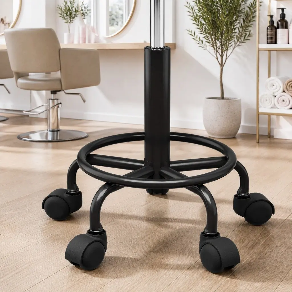Salon Stool for Salon and Medical Use Black Round Swivel Adjustable Height 50.5 to 66 cm