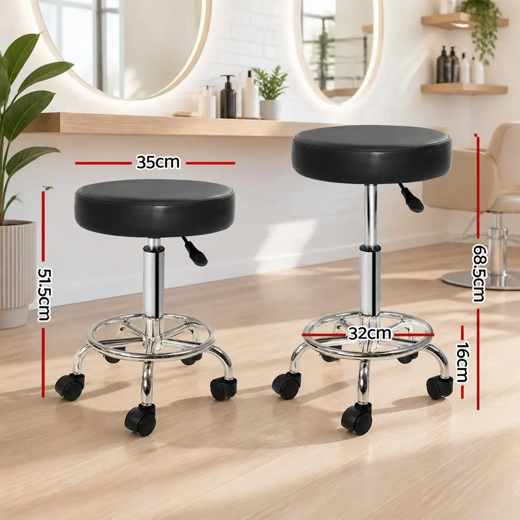 Round Adjustable Salon Stools Black