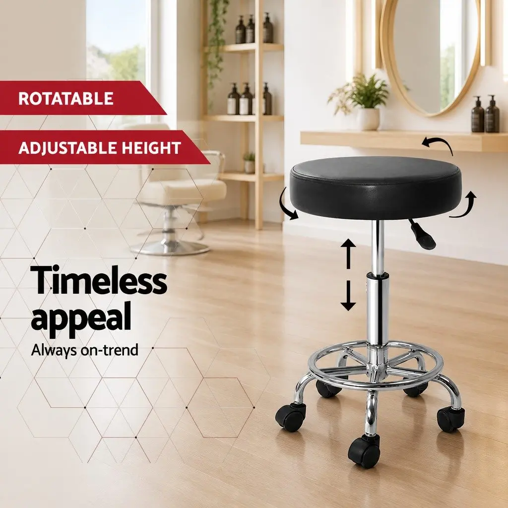 Round Adjustable Salon Stools Black