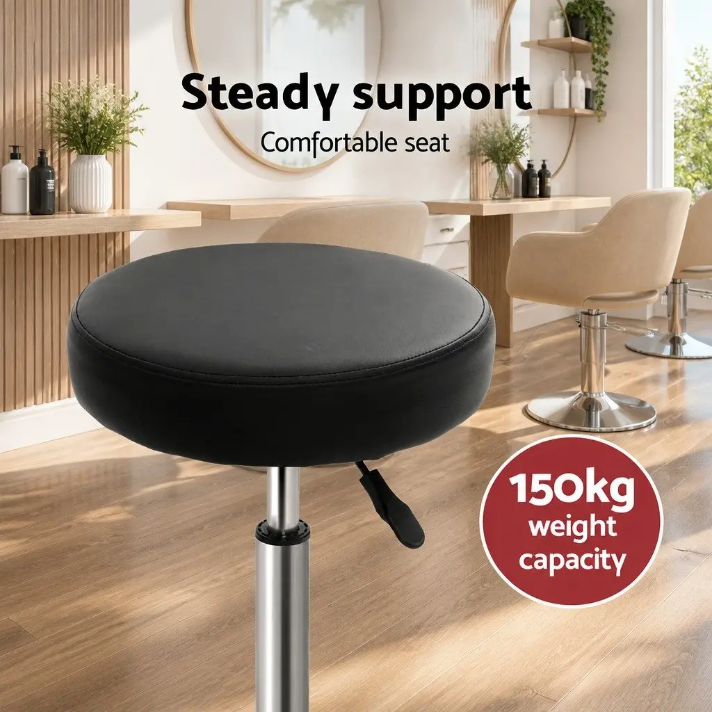Round Adjustable Salon Stools Black