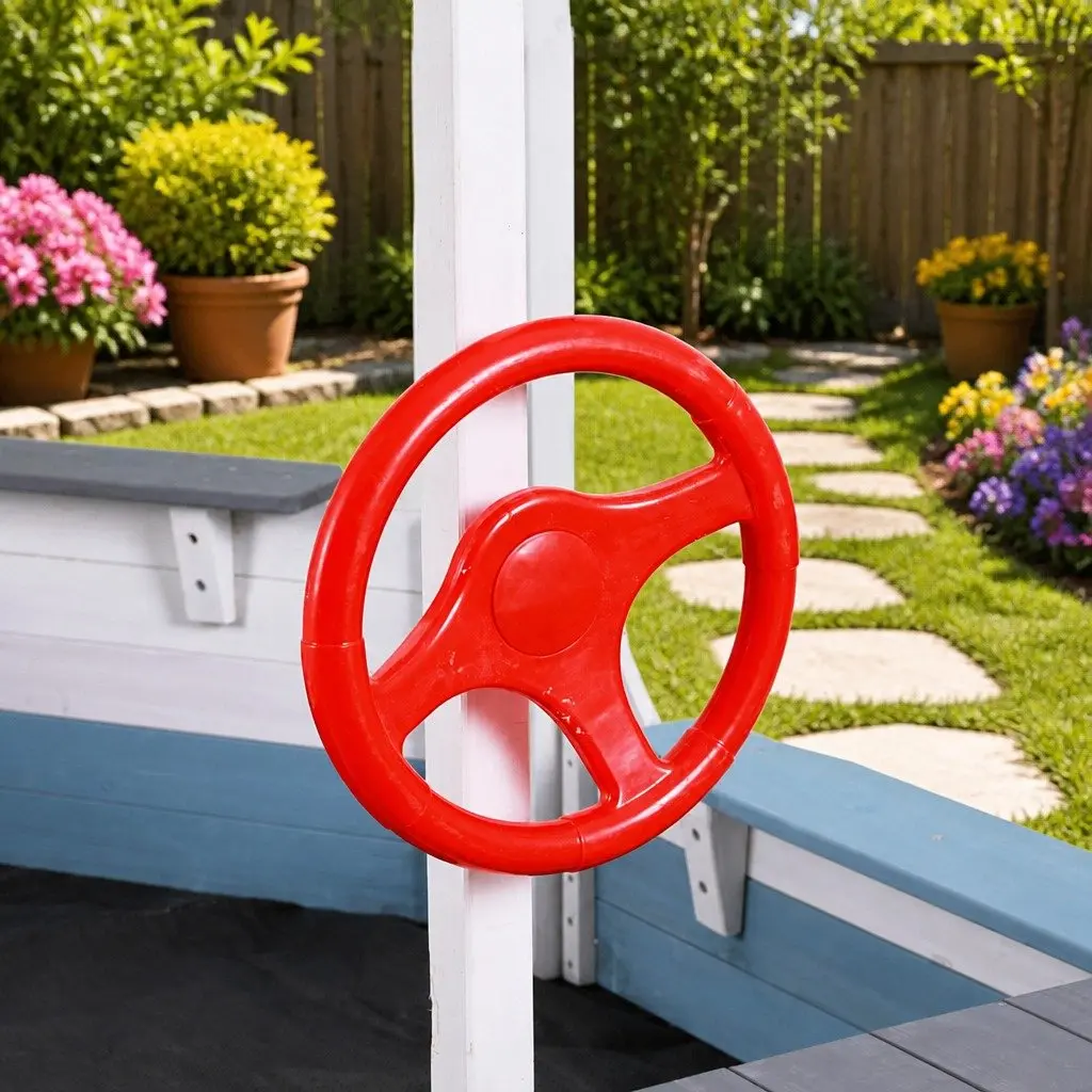 Wooden Sandbox Outdoor Play Boat-Shaped with Canopy for Kids Size L210cm x W110cm x H159cm