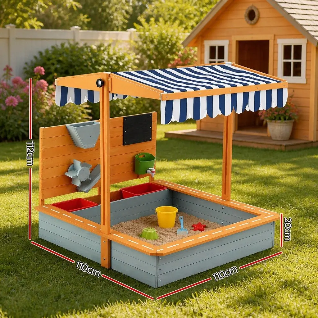 Kids Sandbox Outdoor Play Equipment 110cm with Canopy