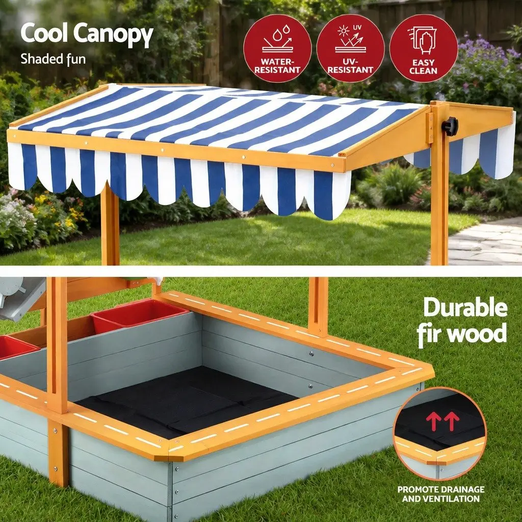 Kids Sandbox Outdoor Play Equipment 110cm with Canopy