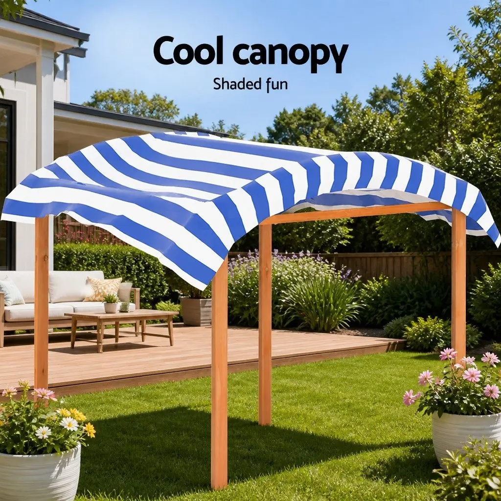 Wooden Sandbox for Outdoor Play 146cm with Canopy and Dual Water Basins