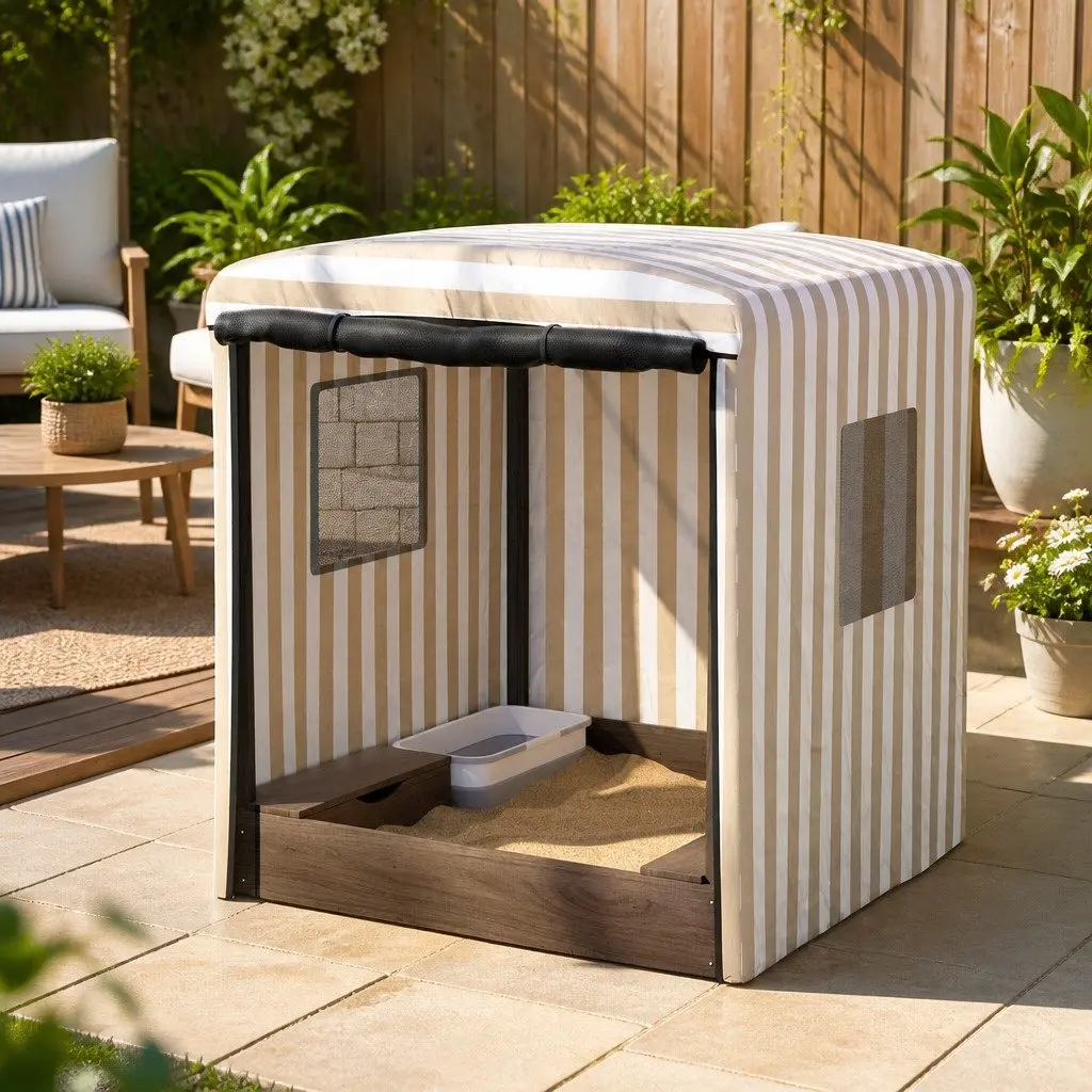 Kids Wooden Sandbox with Canopy 120cm Water Basin Roll-Up Mesh Window Outdoor