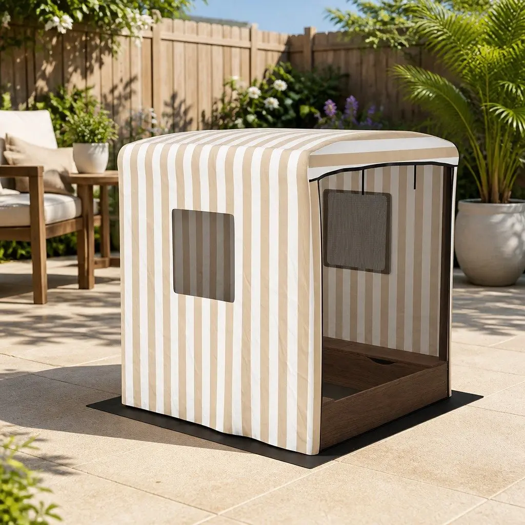 Kids Wooden Sandbox with Canopy 120cm Water Basin Roll-Up Mesh Window Outdoor