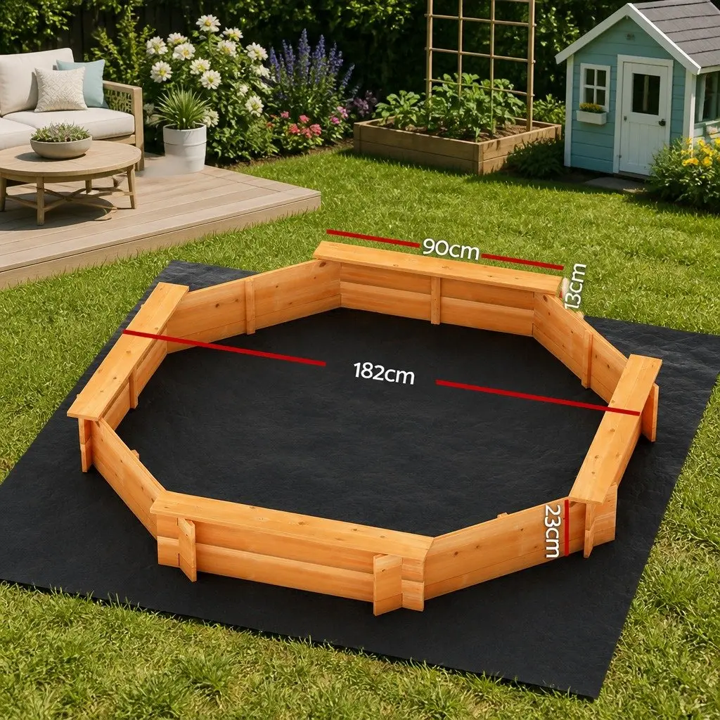 Wooden Sandpit Outdoor Play Equipment Octagon Shape 182cm