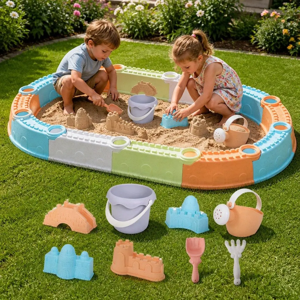Kids Sandbox Sandpit Set for Ages 3+