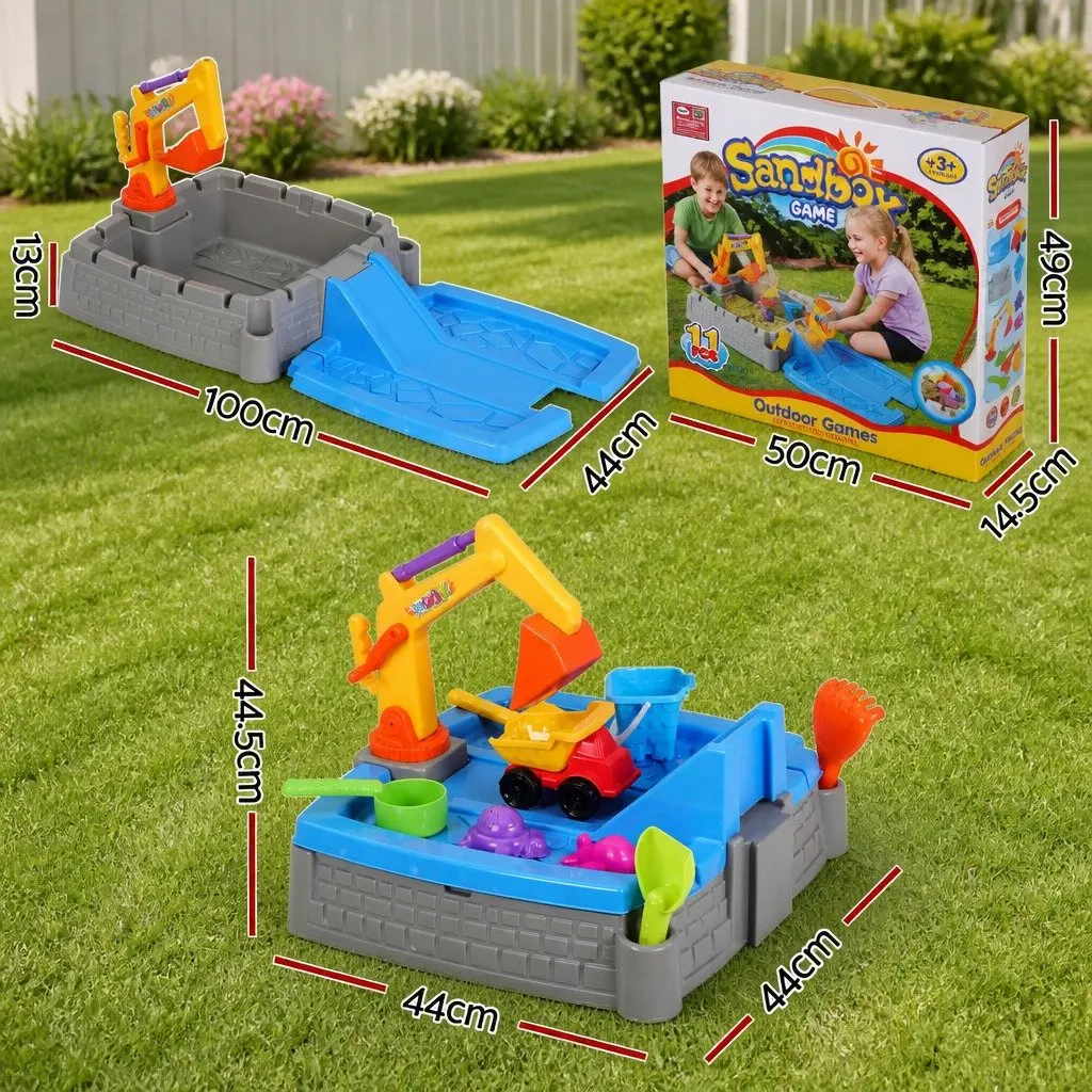 Kids 2-in-1 Sandpit Water Table Excavator Digger Extendable Sensory Play Toy Set