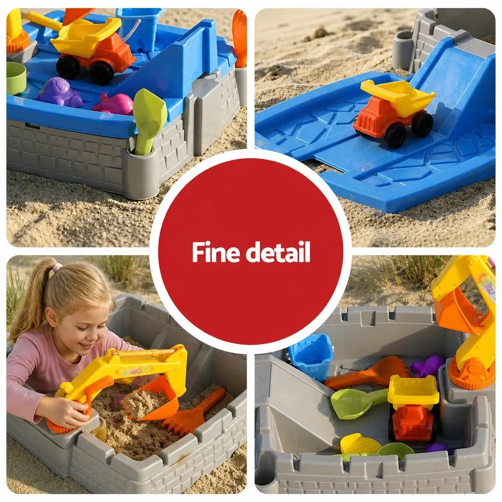 Kids 2-in-1 Sandpit Water Table Excavator Digger Extendable Sensory Play Toy Set