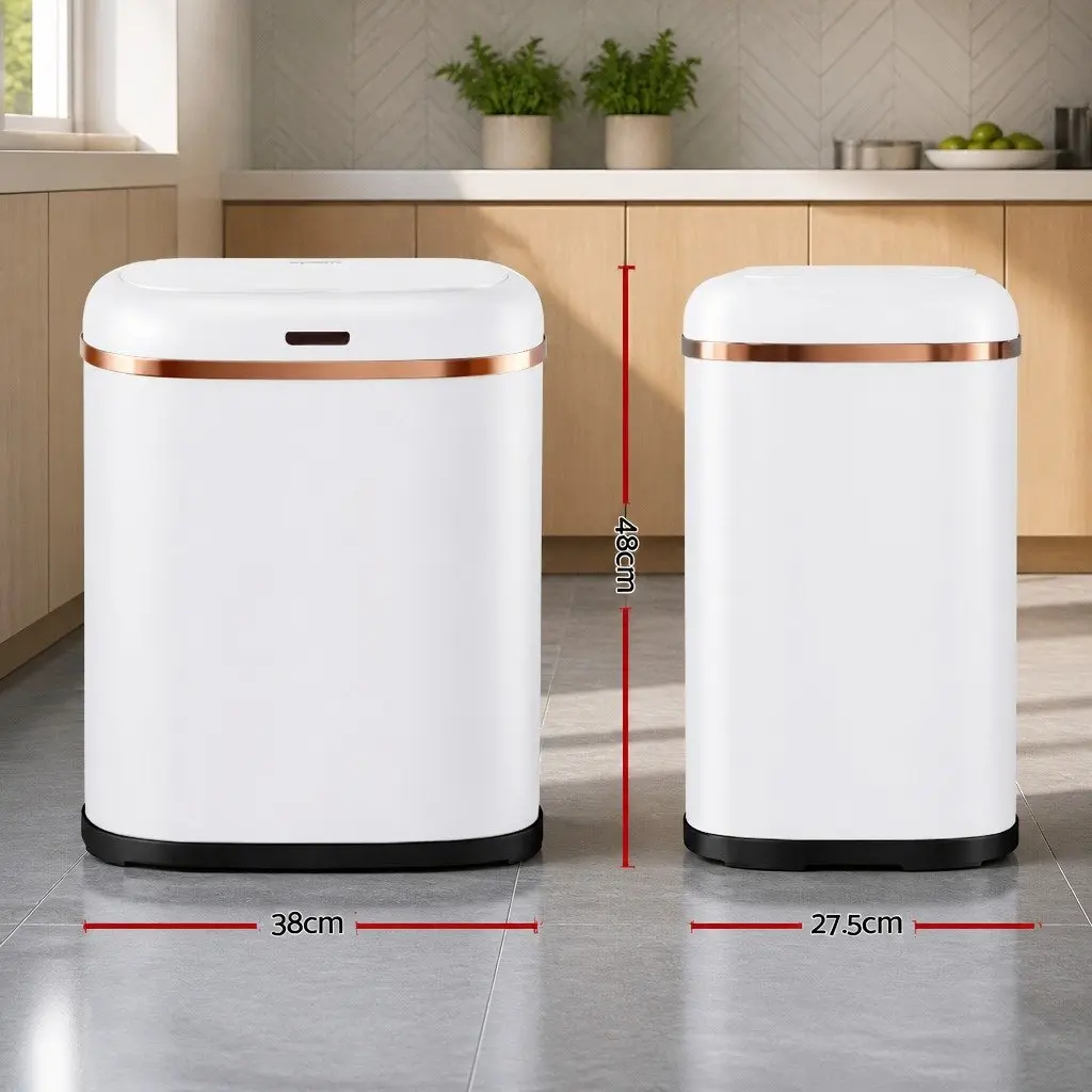 Motion Sensor Automatic Bin 38L Hands-Free Kitchen Rubbish Trash Can White