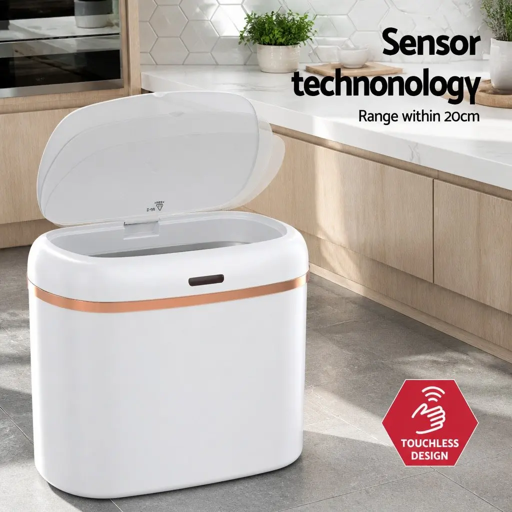 Motion Sensor Automatic Bin 38L Hands-Free Kitchen Rubbish Trash Can White