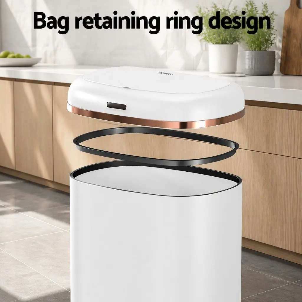 Motion Sensor Automatic Bin 38L Hands-Free Kitchen Rubbish Trash Can White